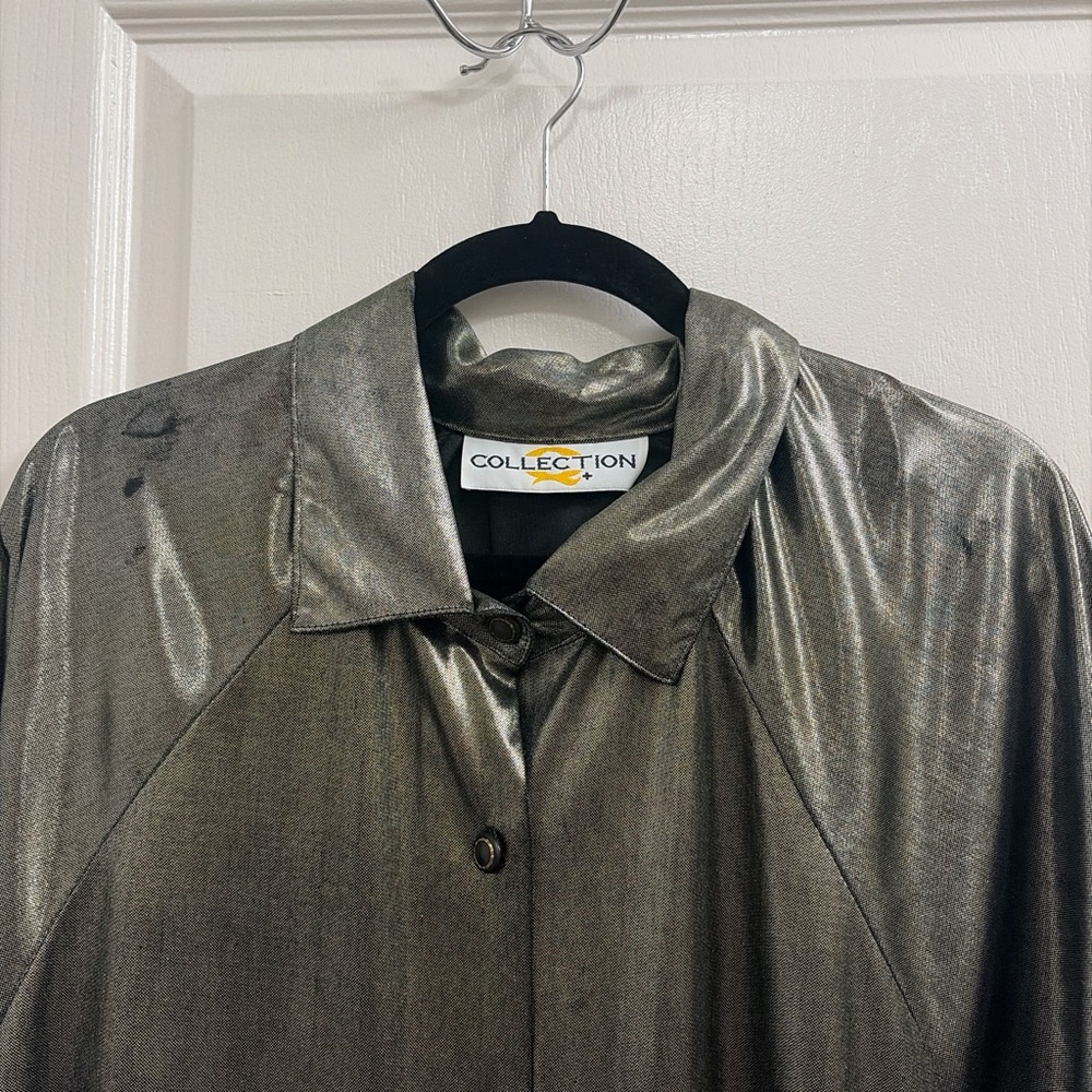 Vintage oversized metallic‎ button up shirt - Picture 7 of 8